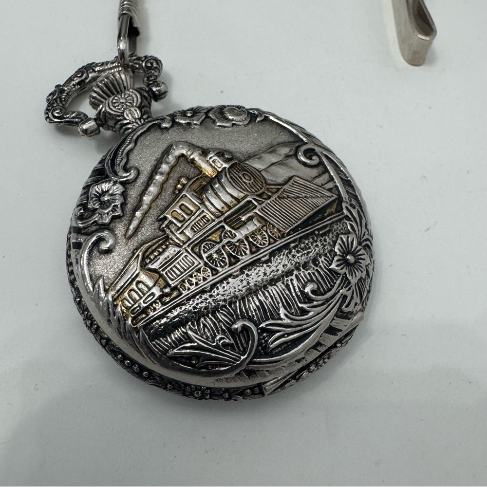 Vintage Train Pocket Watch Pendant